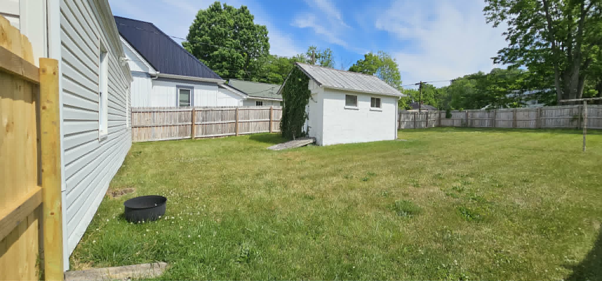 Fenced backyard