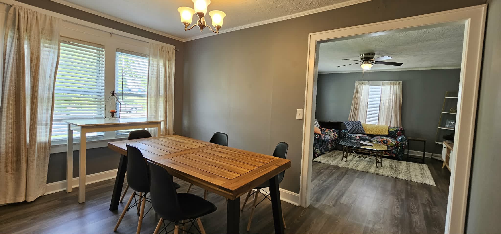 Dining room looking into living room